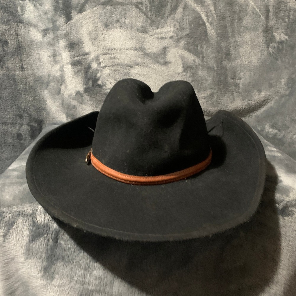 Fiesta Santa Barbara Cowboy Hat Black Leather Band Vtg Western CowgirlRead